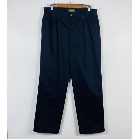 Eddie Bauer Size 35 Pleat Front Pants Navy Blue - Picture 1 of 4